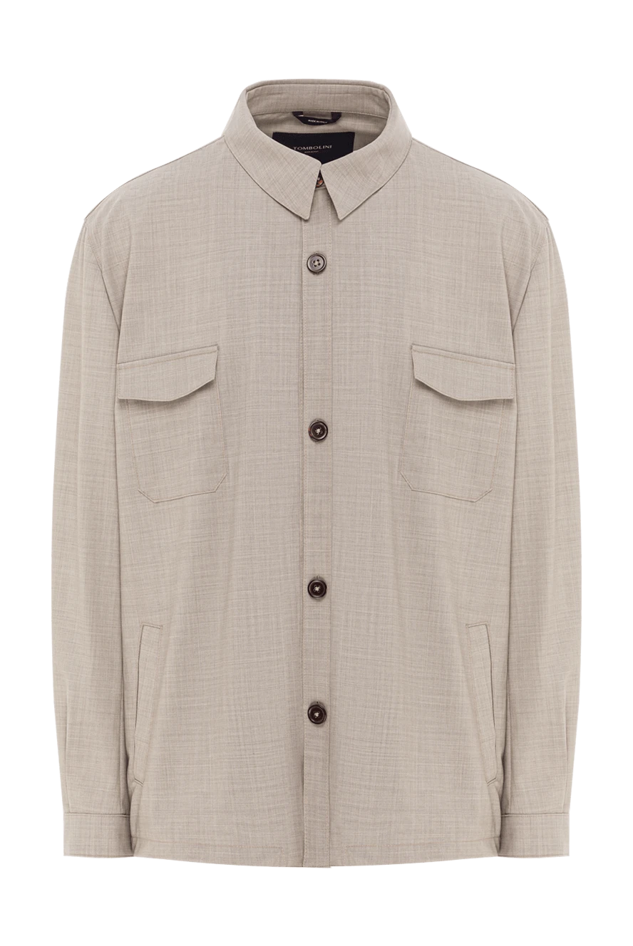 Tombolini Men's beige overshort shirt jacket with patch pockets - 98% wool, 2% polyamide. buttons. two chest pockets, two welt pockets. Country of manufacture: Italy. Care: specialized cleaning - photo 1