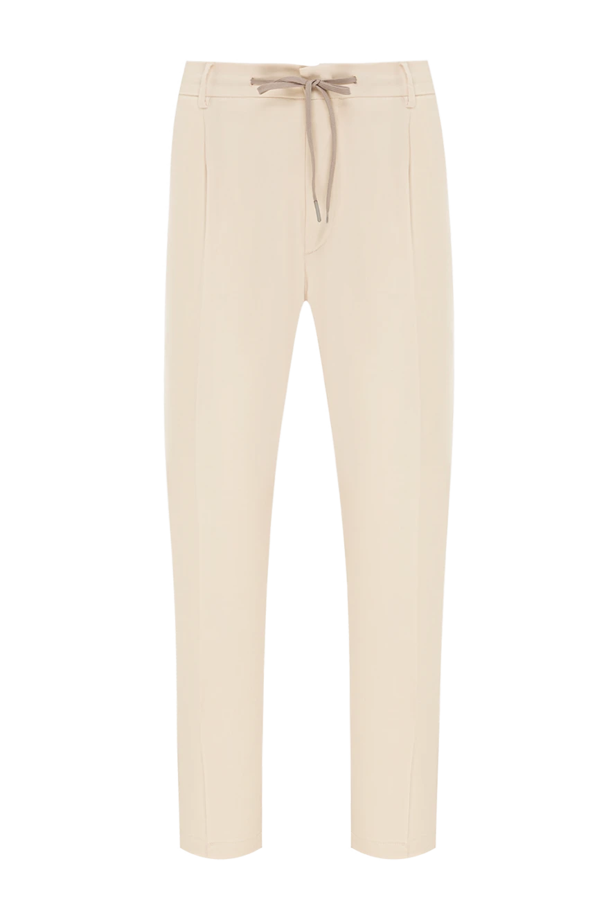Berwich Кремові штани в розслабленому стилі з поясом-куліскою та стрілками - логотип бренду. 100% шерсть. куліска. дві бічні кишені, одна задня кишеня. Країна виробник: Італія. Догляд: спеціалізоване чищення - фото 1