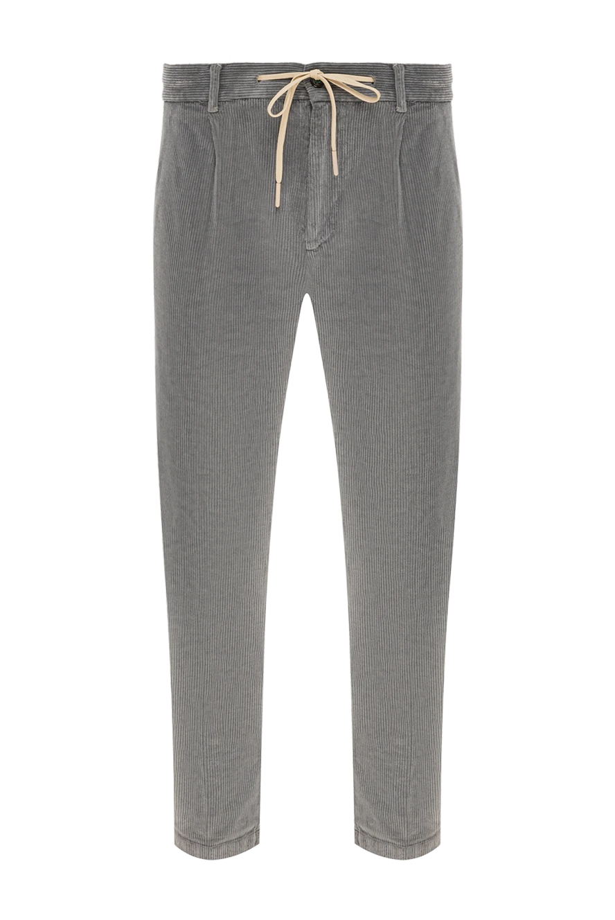 Berwich Men's grey corduroy trousers with drawstring waistband and pleats - Decoration: tucks. Material: 100% cotton. drawstring, zipper, button. two side pockets, one back pocket. Country of manufacture: Italy. Care: specialized cleaning - photo 1