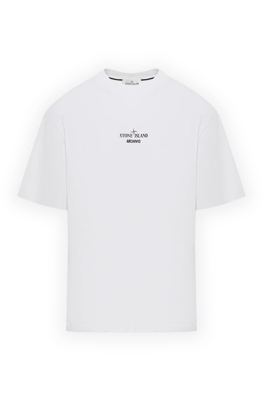 Stone Island Біла футболка стандартного крою із принтом Archivio - логотип бренду. 100% бавовна. Країна виробник: Італія. Догляд: спеціалізоване чищення - фото 1