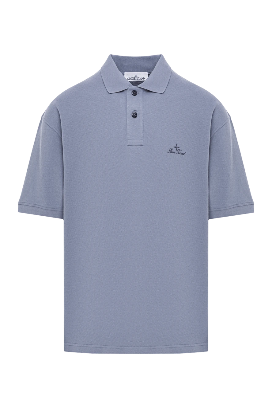 Stone Island Блакитне поло стандартного крою з короткими рукавами та вишитим логотипом - логотип бренду. 100% бавовна . гудзики. Країна виробник: Італія. Догляд: спеціалізоване чищення - фото 1