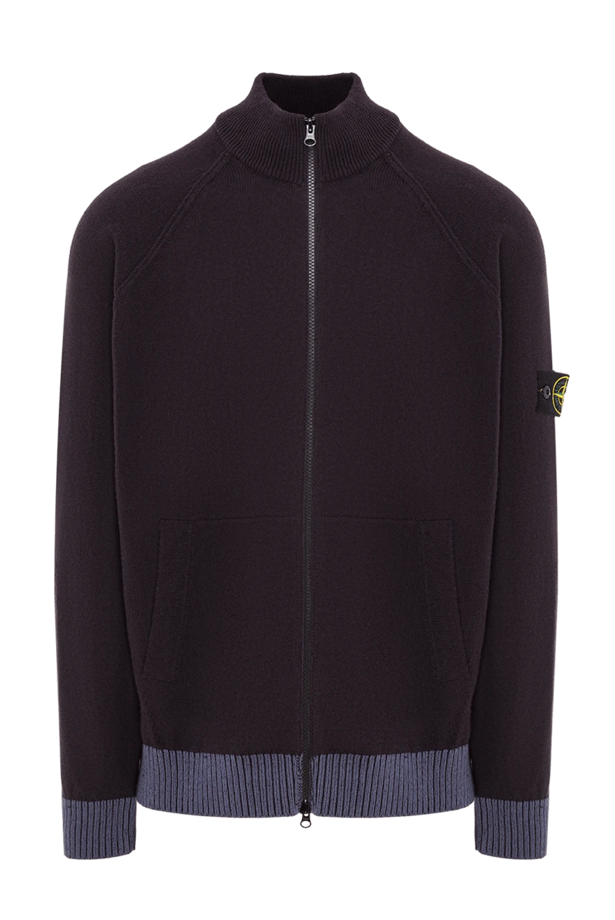 Stone Island Синяя спортивная кофта на молнии из хлопка с нашивкой-логотипом - логотип бренда. 100% хлопок . два боковых кармана. Страна производитель: Италия. Уход: специализированная чистка - фото 1