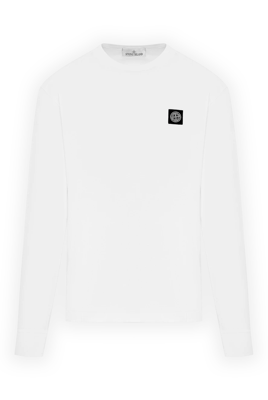 Stone Island Fitted white cotton jersey sweatshirt with a \