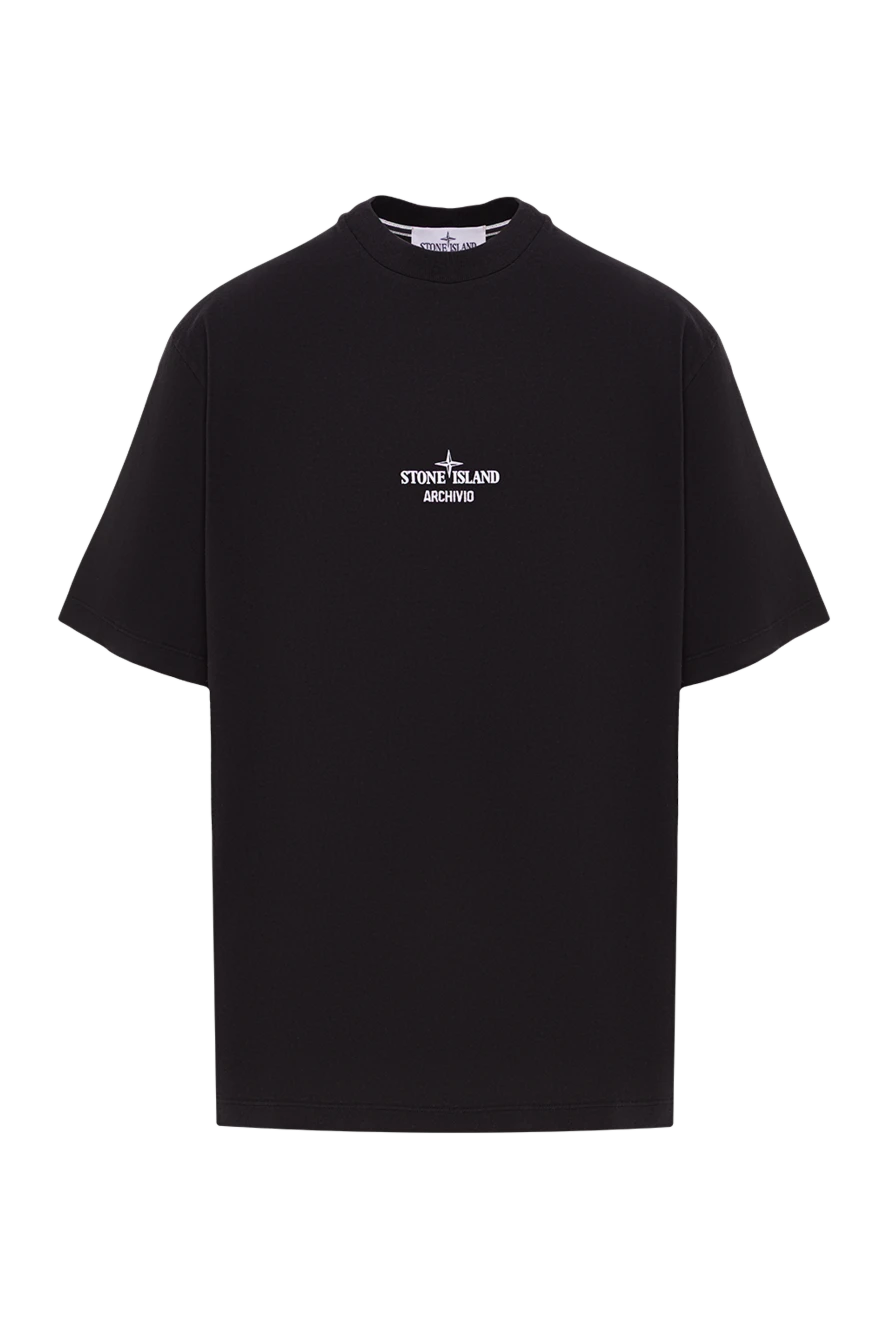 Stone Island Черная футболка стандартного кроя с принтом Archivio - логотип бренда. 100% хлопок. Страна производитель: Италия. Уход: специализированная чистка - фото 1