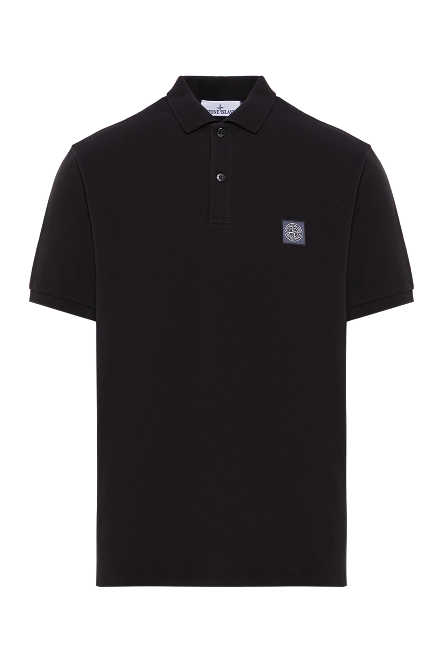 Stone Island Чорне поло з короткими рукавами з органічної бавовни піке - логотип бренду. 100% бавовна . гудзики. Країна виробник: Італія. Догляд: спеціалізоване чищення - фото 1