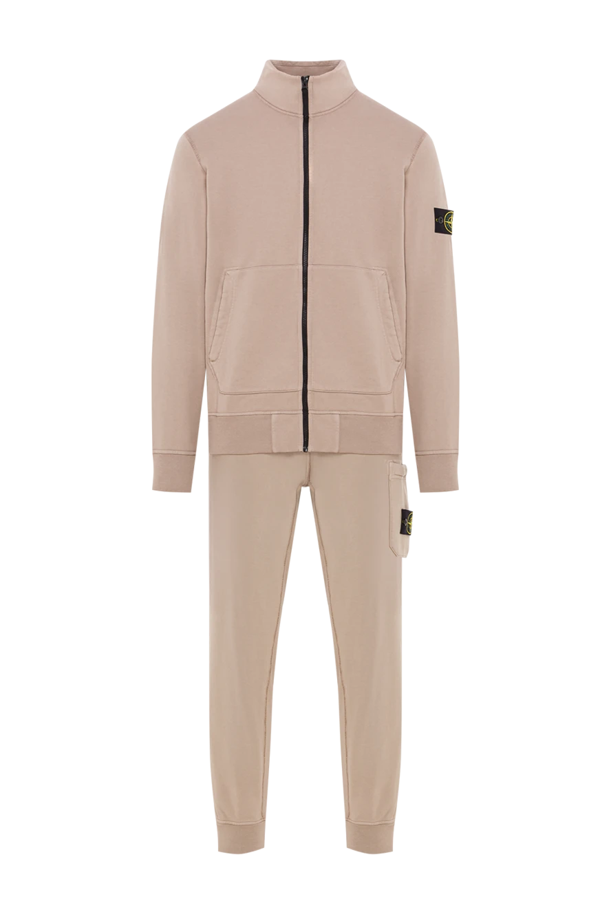 Stone Island Спортивный костюм из хлопкового флиса с боковыми карманами бежевый - эмблема бренда. 100% хлопок. молния. два боковых кармана. Страна производитель: Италия. Уход: специализированная чистка - фото 1