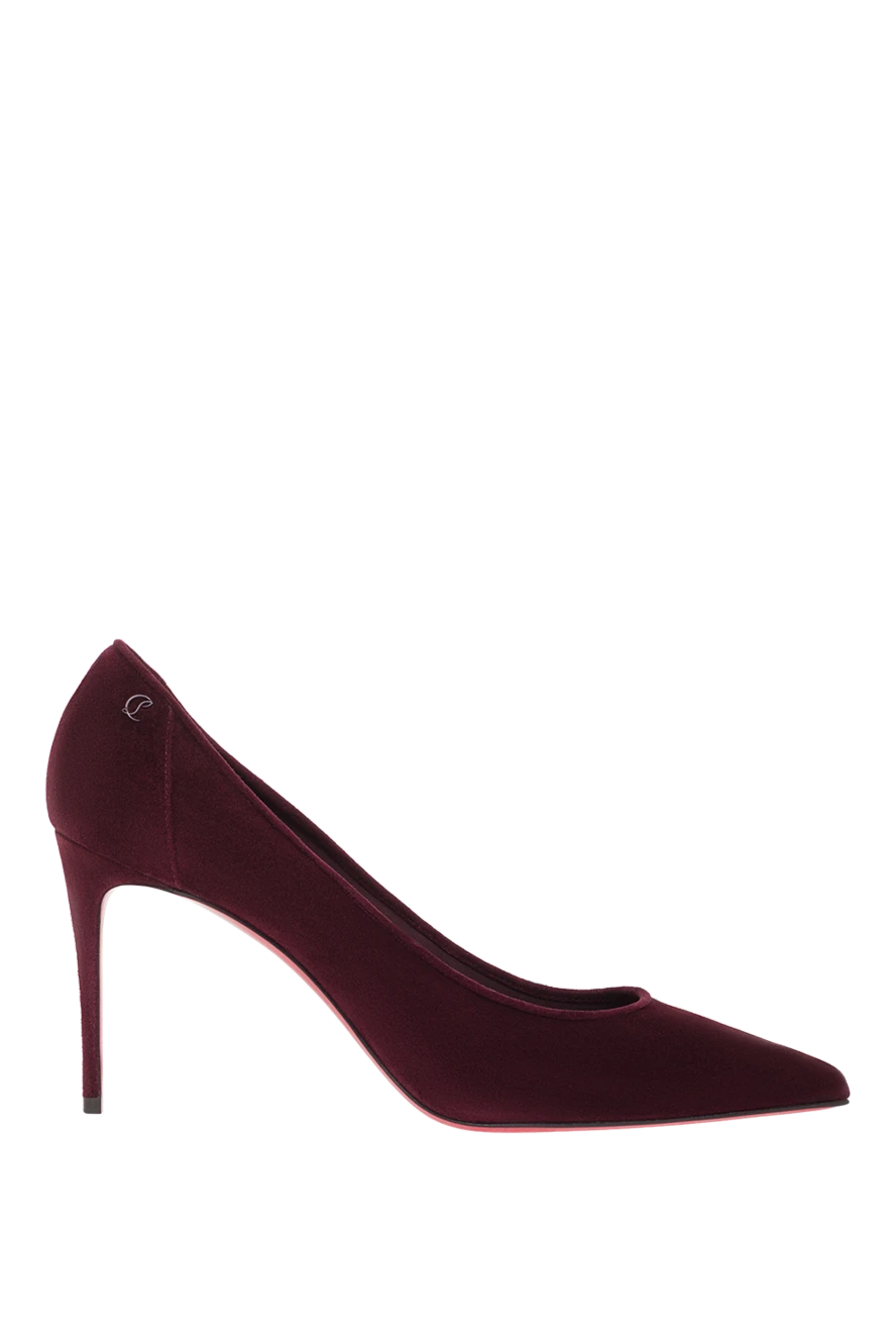 Christian Louboutin Культовые туфли-лодочки Sporty Kate бордовые из велюра - культовый логотип CL. 100% телячья кожа. Высота каблука: 85 мм. Страна производитель: Франция. Уход: специализированная чистка - фото 1