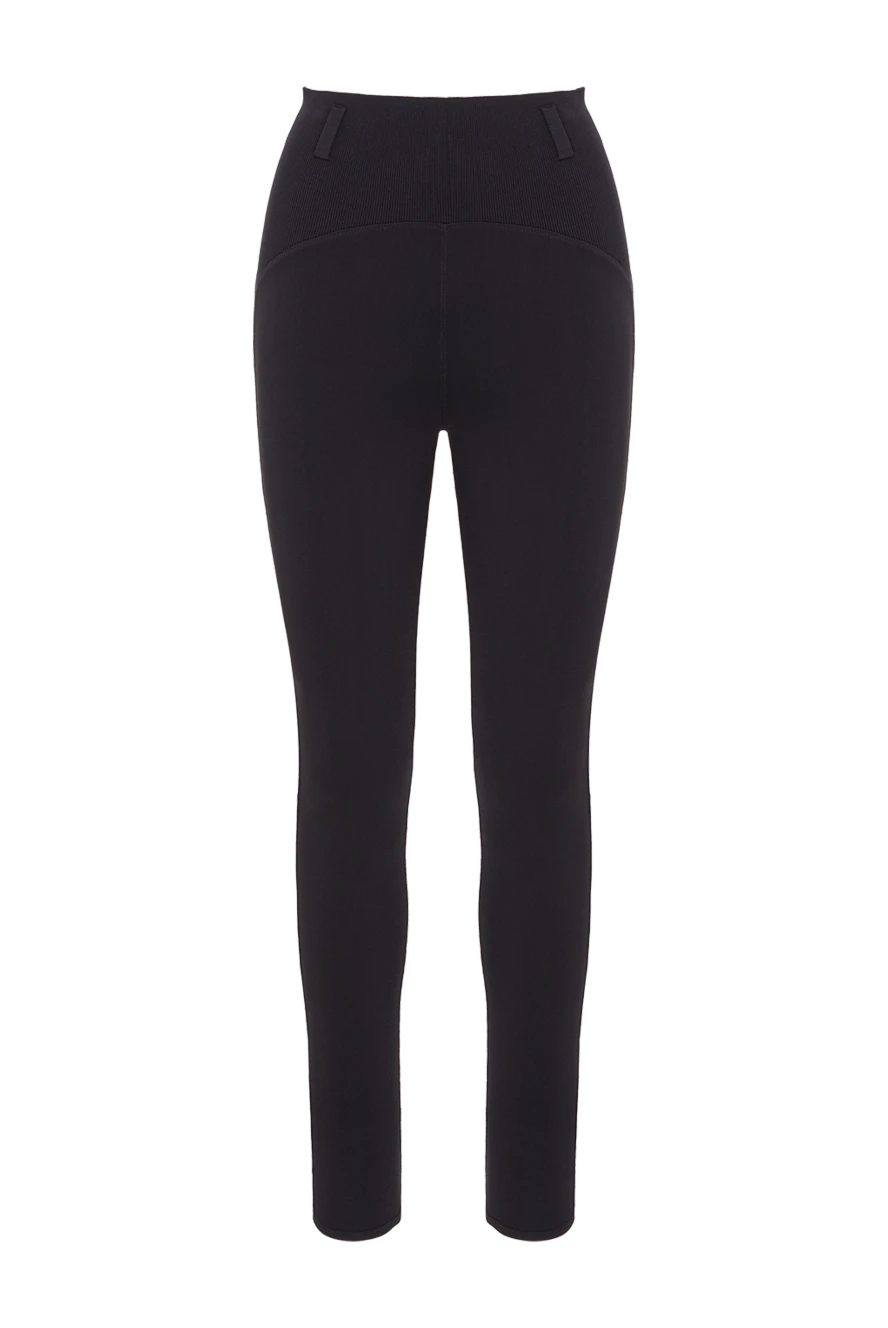 Alaia Чорні легінси з високою талією із щільного еластичного трикотажу - 64% віскоза, 33% льон. Країна виробник: Італія. Догляд: спеціалізоване чищення - фото 1