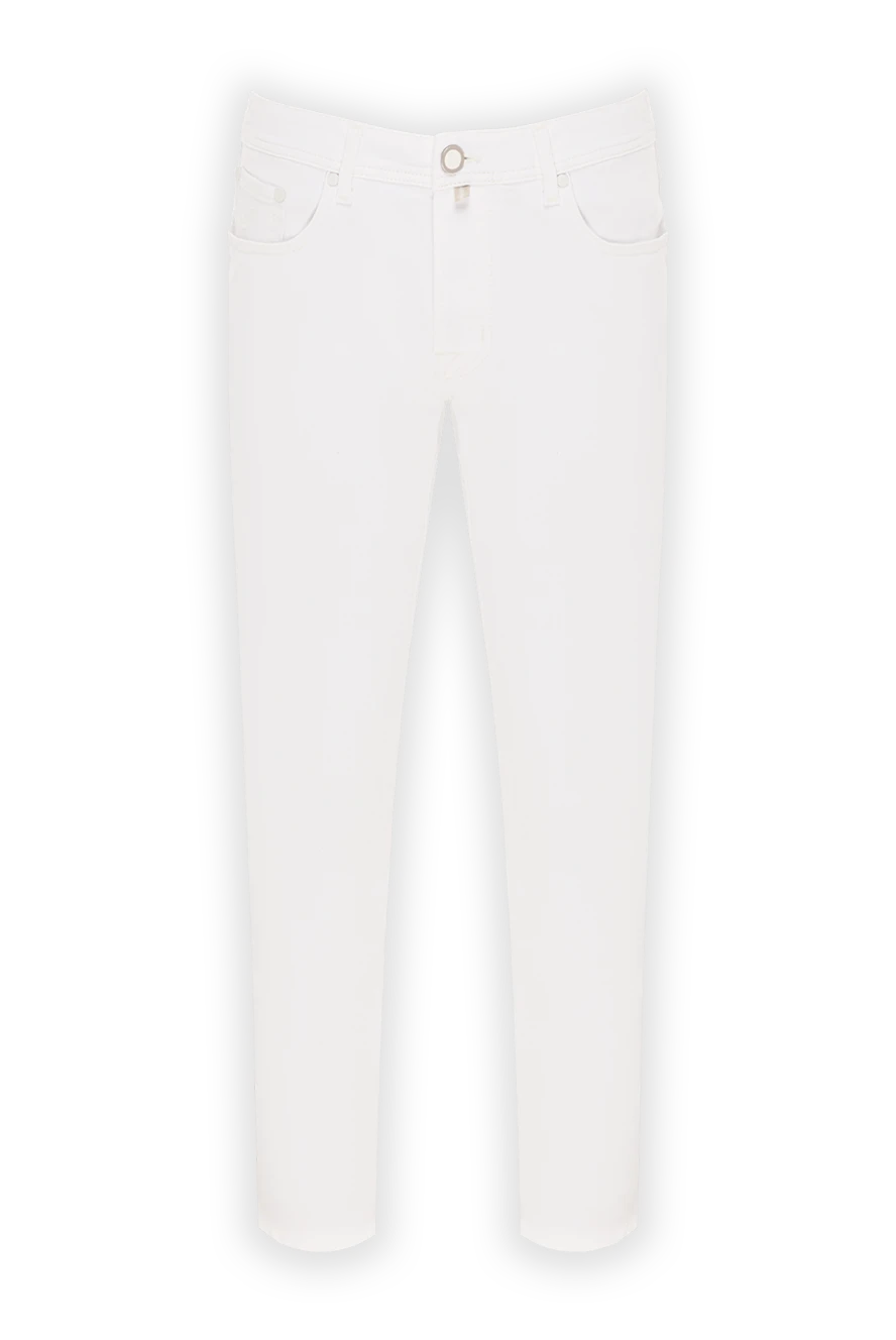 Jacob Cohen Білі чоловічі джинси приталеного крою преміум-класу - логотип бренду. 93% бавовна, 7% поліамід. блискавка, гудзик. п'ять кишень. Країна виробник: Італія. Догляд: спеціалізоване чищення - фото 1