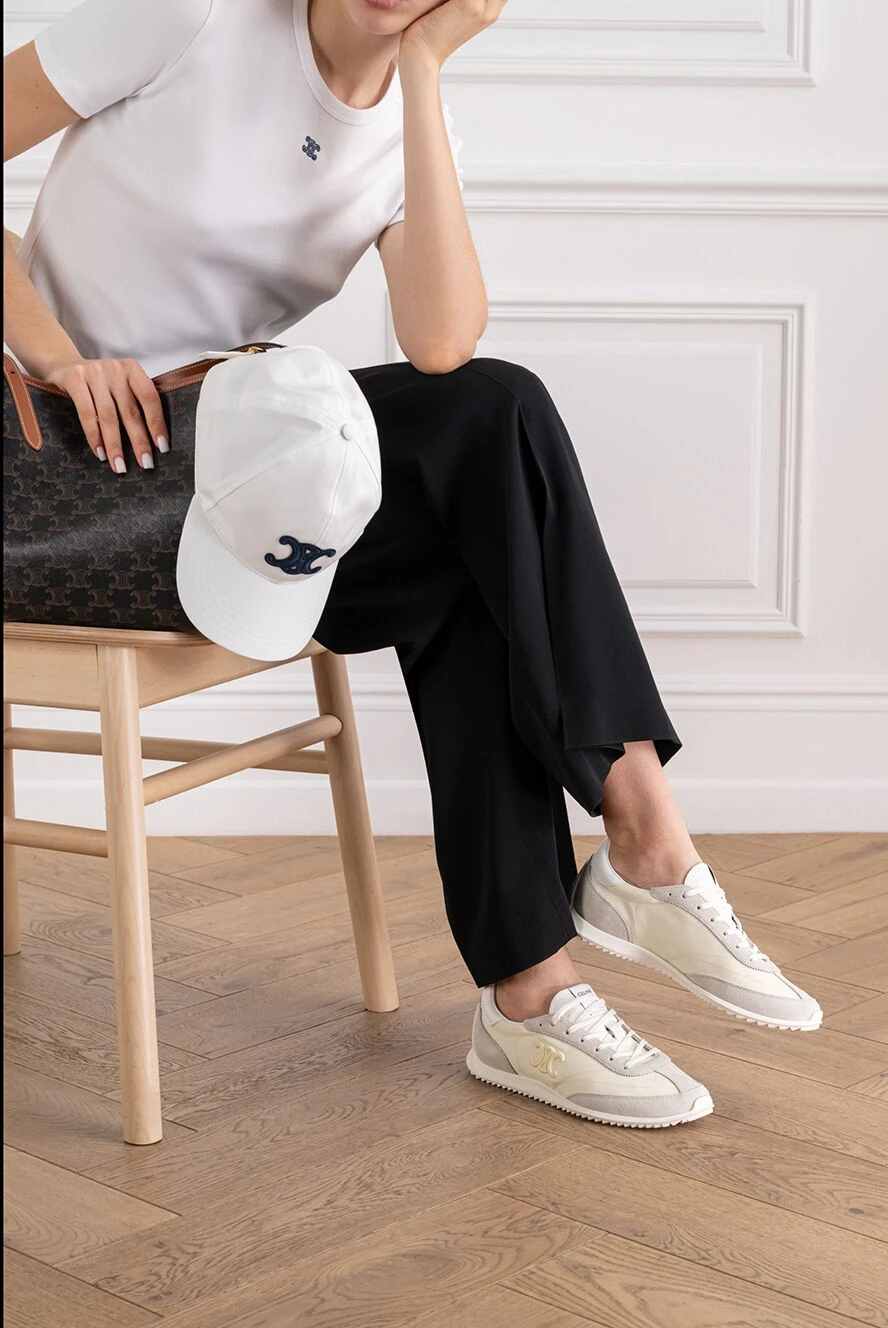 Celine жіночі кросівки racer у білому кольорі з нейлону замші та