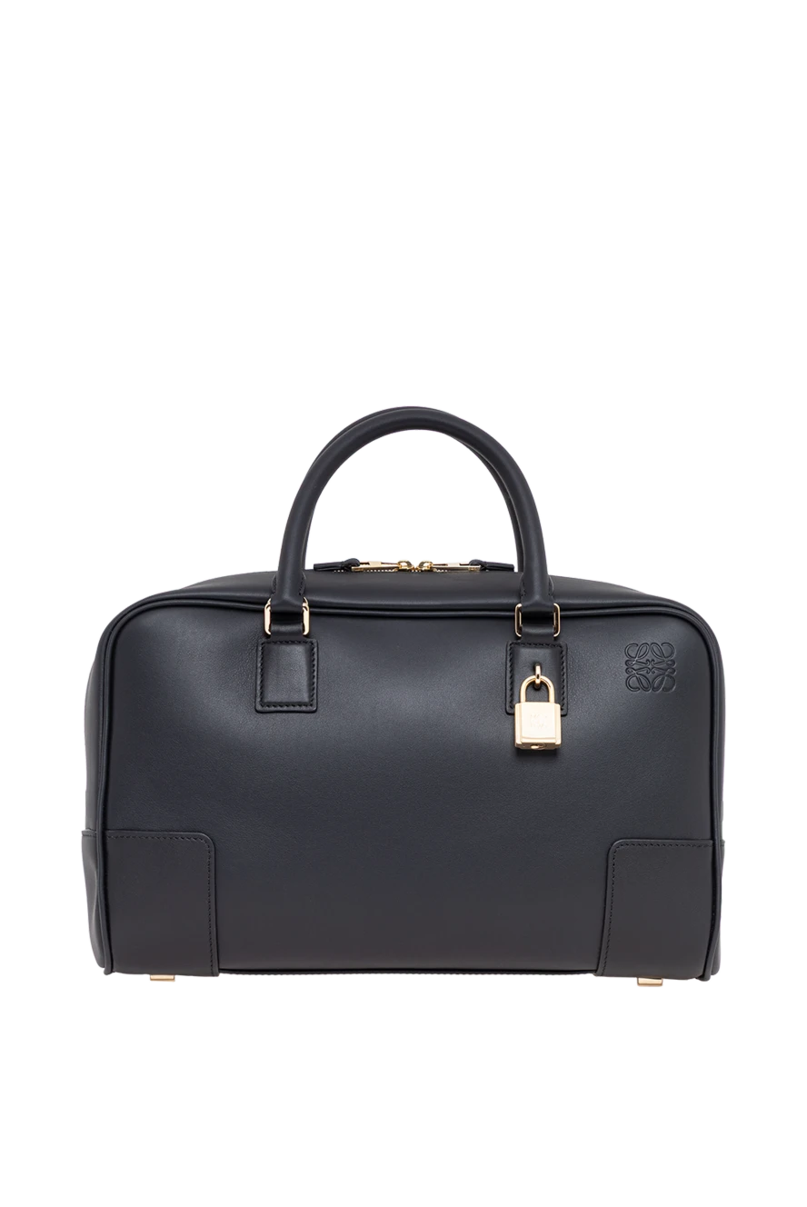 Loewe Amazona 28 bag in black nappa calfskin - Decoration: Embossed Loewe anagram. Material: 100% genuine leather. Dimensions: 18 x 28 x 11 cm. Zip closure with two leather pull tabs. One patch pocket, one padlock key pocket. Belt length: 85 - 113 cm. Country of manufacture: Italy. Care: specialized cleaning - photo 1