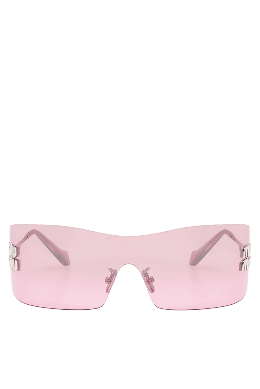 Miu Miu Streamlined goggles with a purple panoramic lens and silver monogram - Decoration: brand logo. Material: metal. pink. Country of manufacture: Italy. Care: specialized cleaning - photo 1