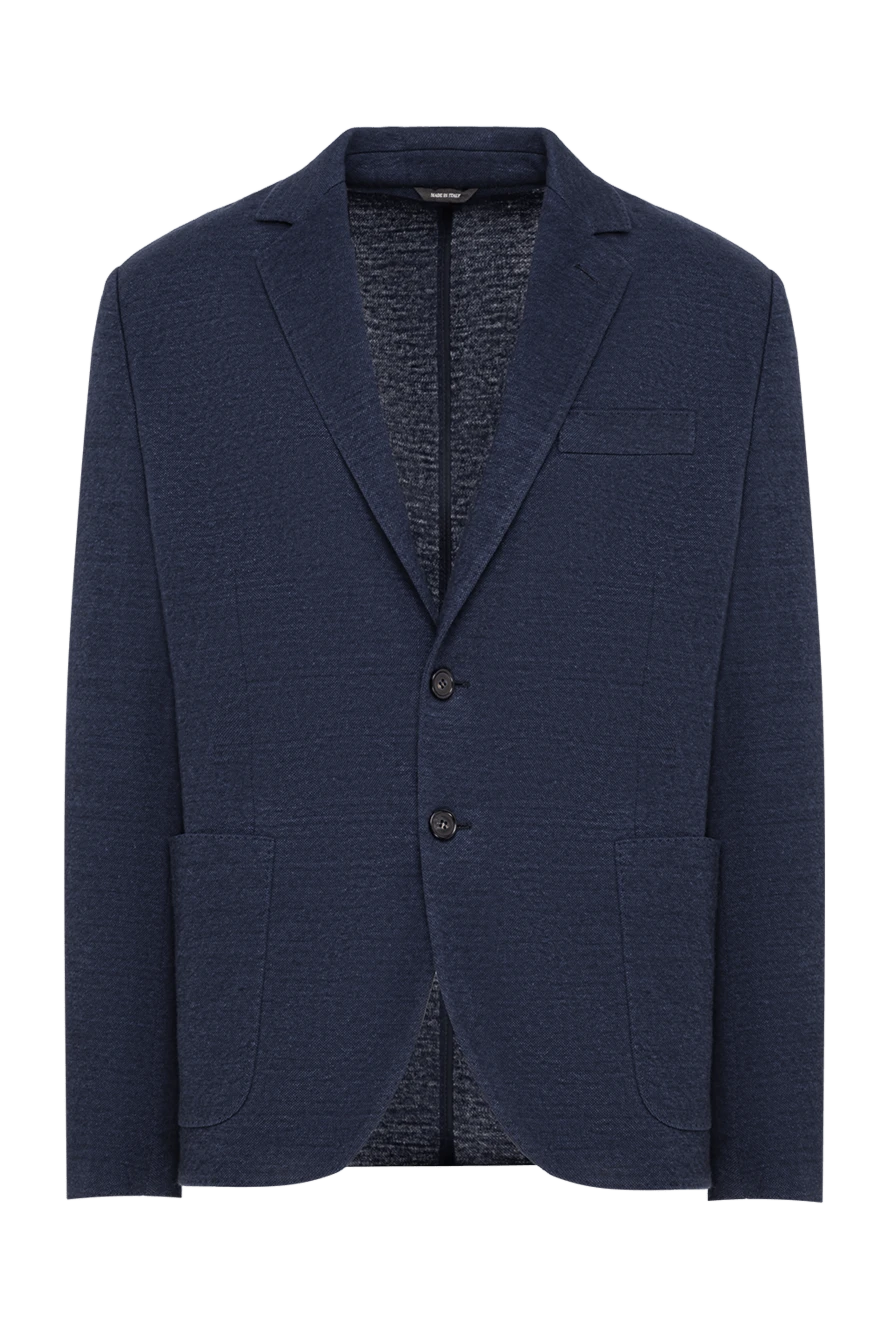 Loro Piana Single-breasted blazer in blue linen and wool - 56% linen, 44% wool. buttons. two side pockets, one chest pocket. Country of manufacture: Italy. Care: specialized cleaning - photo 1