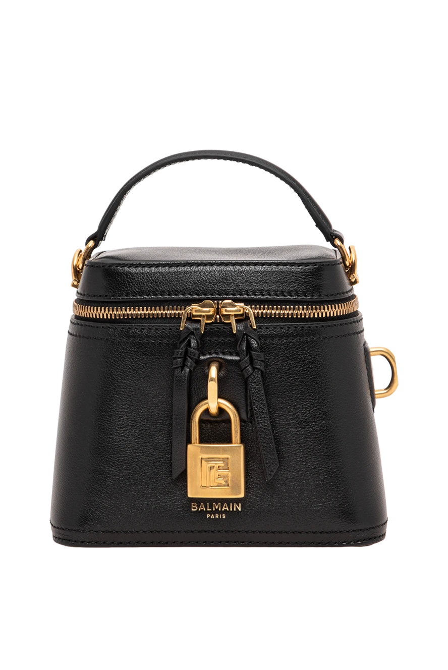 Balmain Pulse Vanity Black Leather Trunk Bag with Gold Padlock - Decoration: Metal side plates with engraved