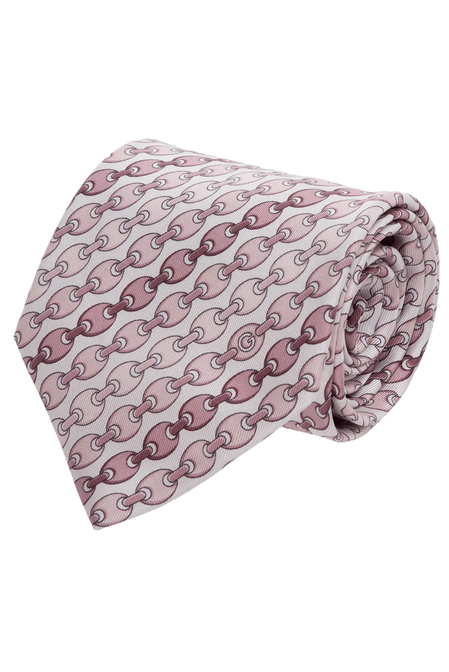 Gucci Silk tie pink for men - chain print. 100% silk. Size: 146x9 cm. Country of manufacture: Italy. Care: specialized cleaning - photo 1