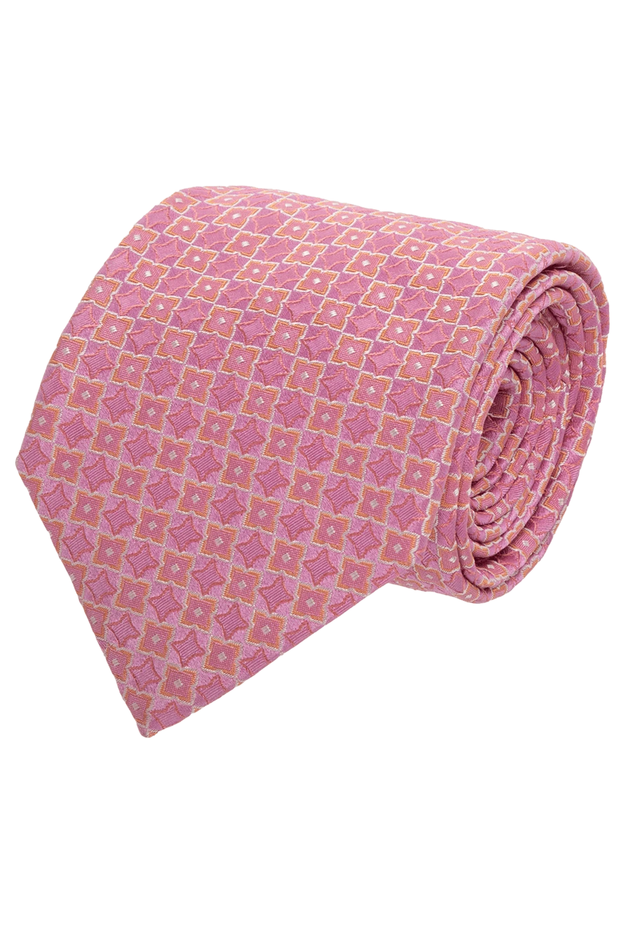 Canali Tie silk pink for men - print. 100% silk. Size: 150x8 cm. Country of manufacture: Italy. Care: specialized cleaning - photo 1