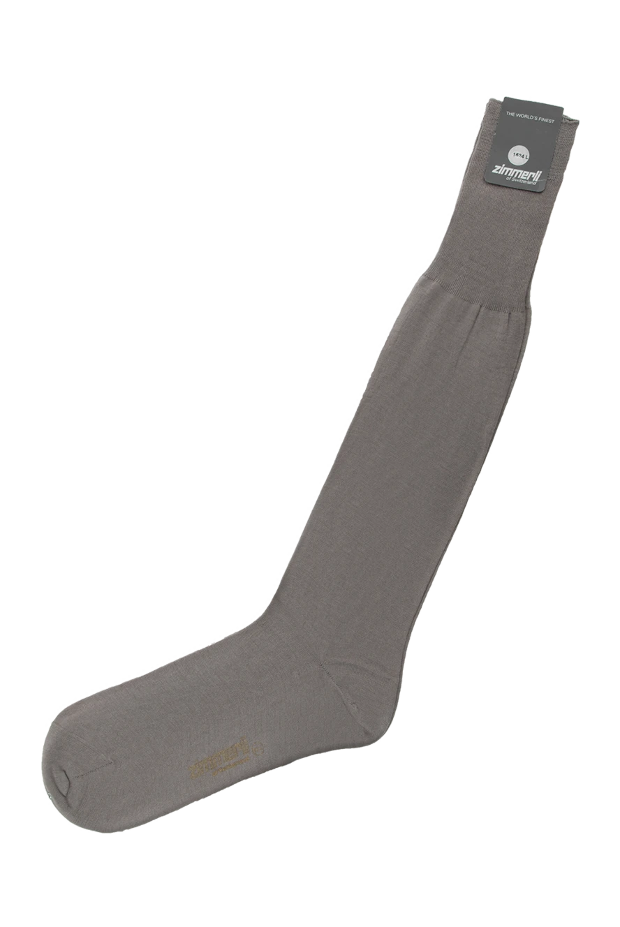 Zimmerli Gray cotton socks for men - logo print. 100% cotton. Country of manufacture: Italy. Care: specialized cleaning - photo 1