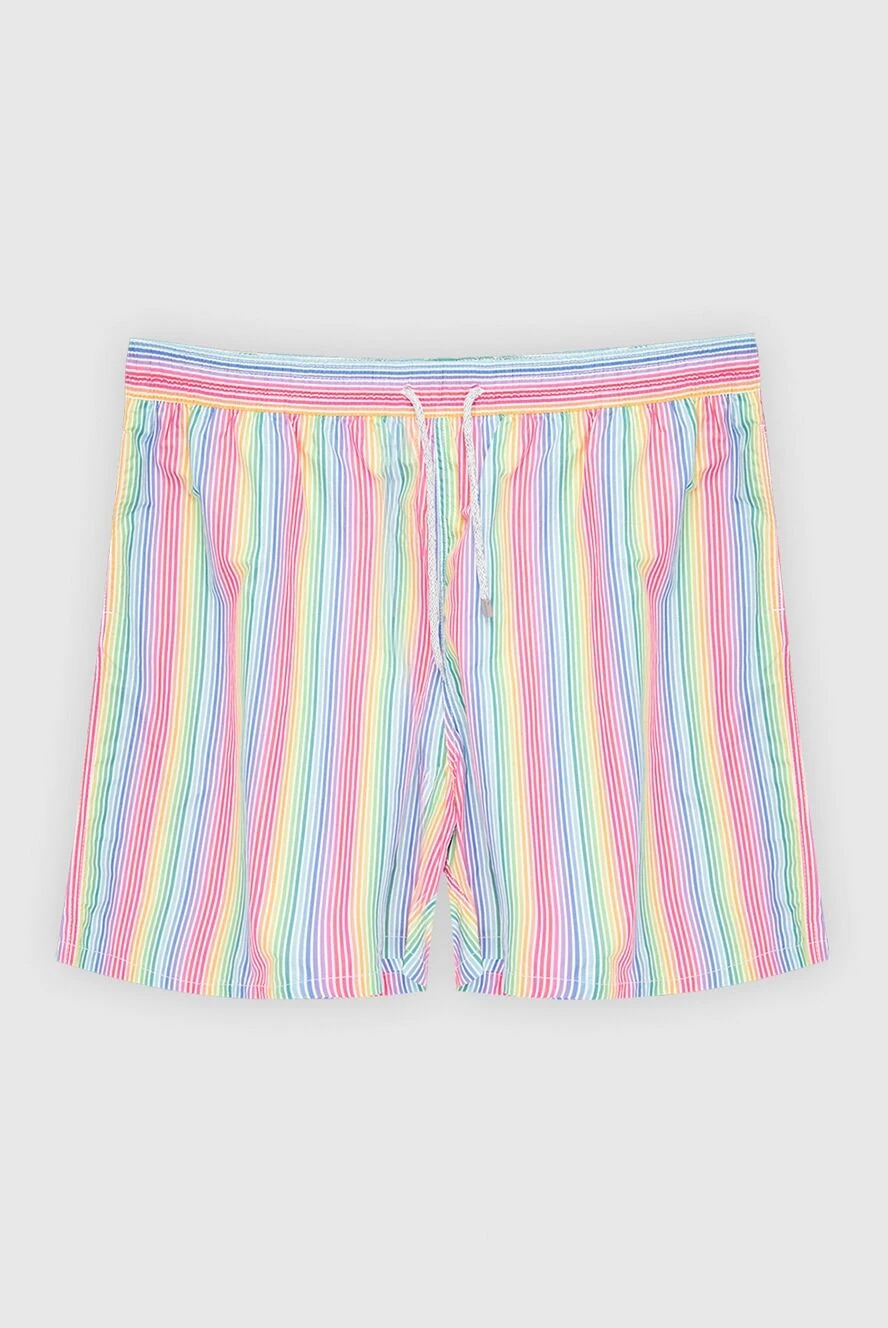 Vilebrequin Pink men's beach shorts made of cotton and nylon - stripe pattern. two side pockets, one back pocket. cotton, nylon. Closure: drawstring. Country of manufacture: Italy. Care: specialized cleaning - photo 1