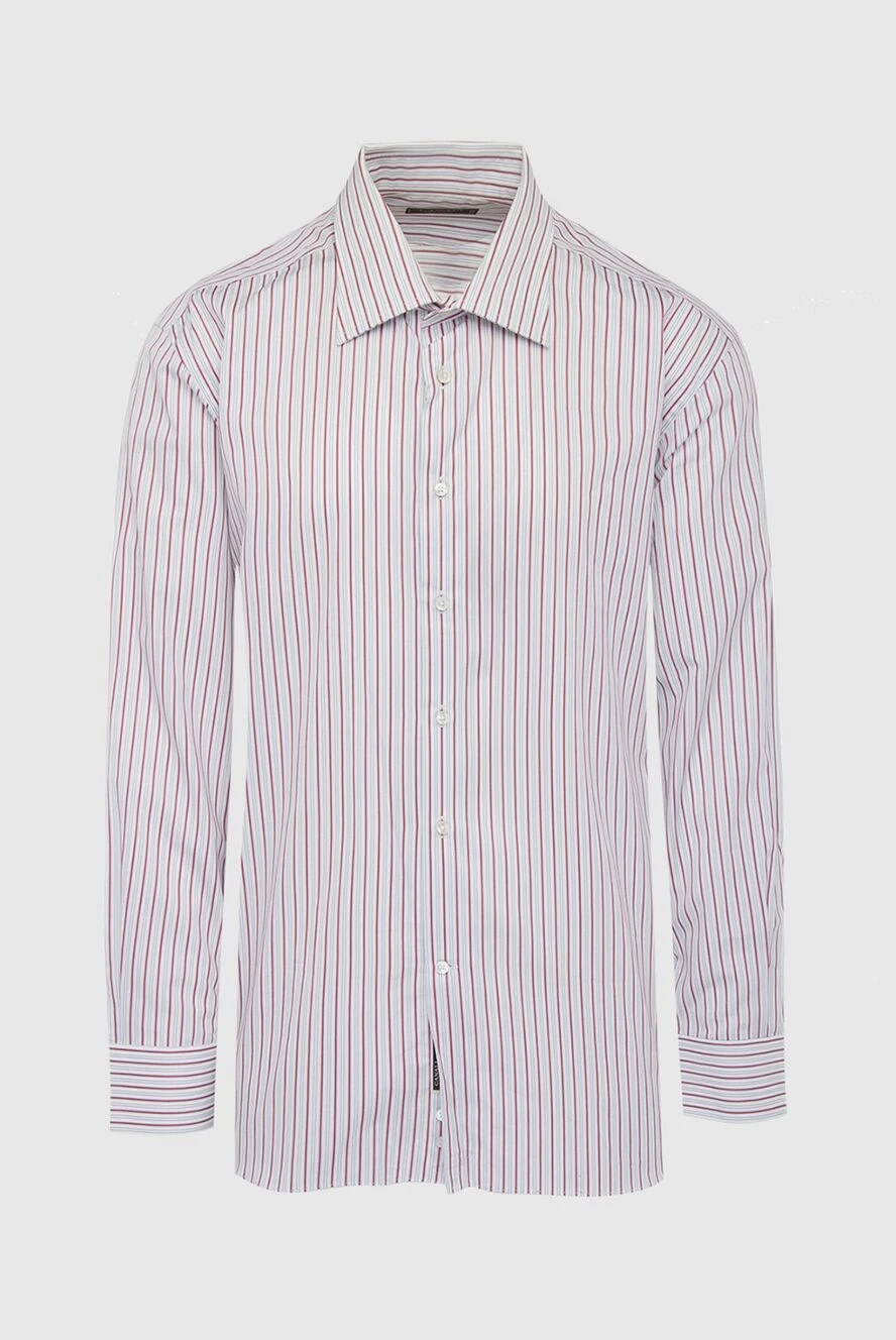 Canali White cotton shirt for men - stripe pattern. 100% cotton. Closure: buttons. Country of manufacture: Italy. Care: specialized cleaning - photo 1