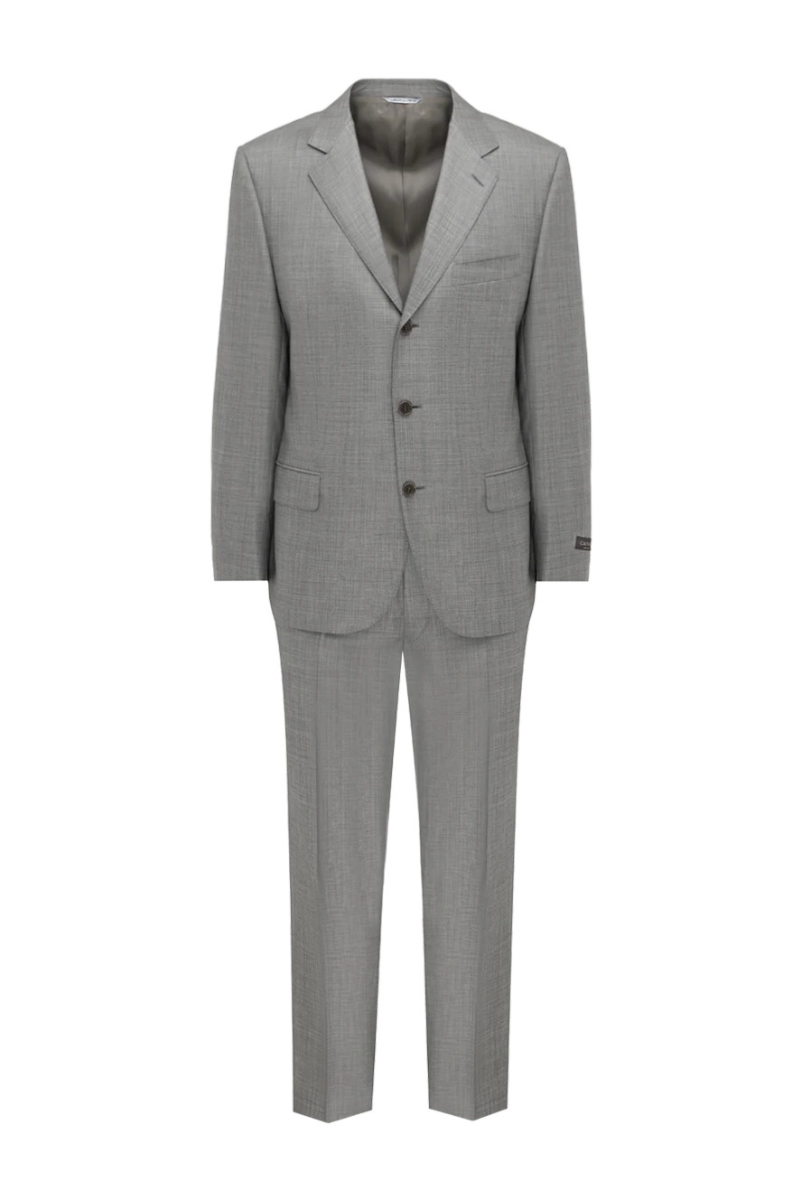 Canali Men's suit made of gray wool - Slit. 100% wool. Closure: Buttons, hook. Chest pocket, two flap pockets. Three pockets. Two side pockets, two back pockets with buttons. Lining: 100% cupro. Country of manufacture: Italy. Care: specialized cleaning - photo 1