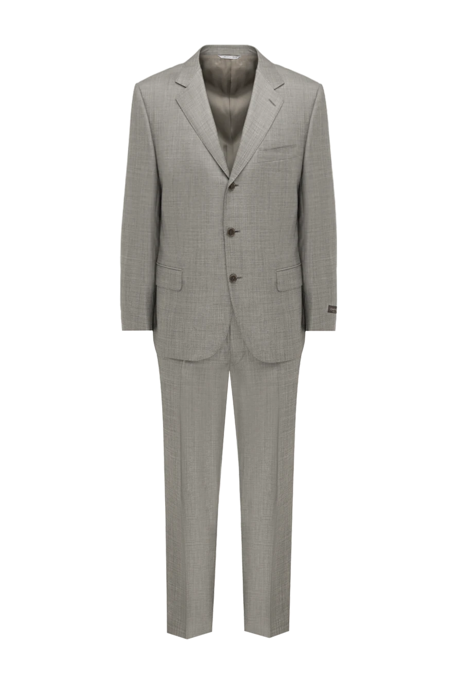 Canali Beige wool suit for men - Slit. 100% wool. Closure: Buttons, hook. Chest pocket, two flap pockets. Three pockets. Two side pockets, two back pockets with buttons. Lining: 100% cupro. Country of manufacture: Italy. Care: specialized cleaning - photo 1