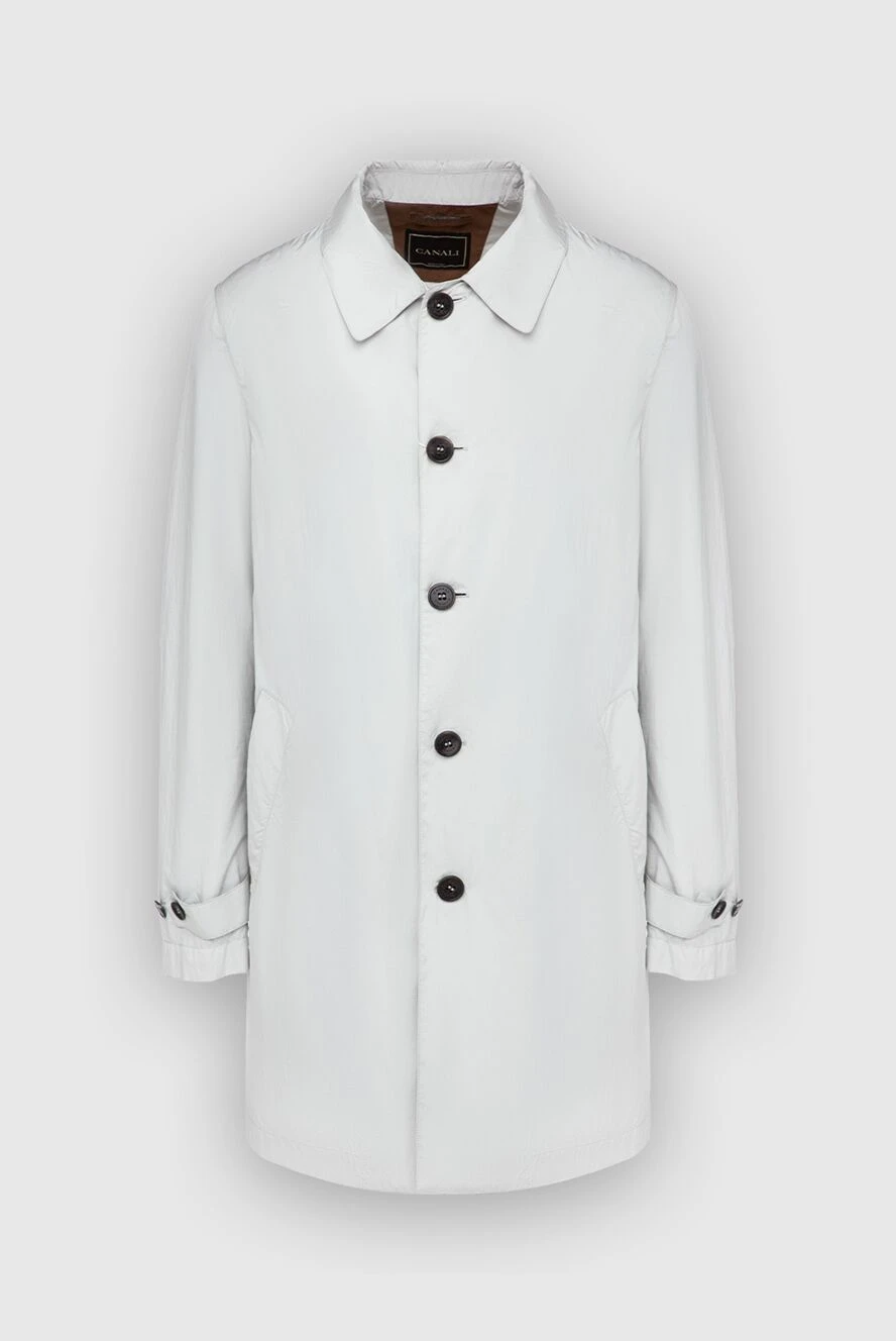 Canali White polyamide and polyurethane coat. men's - 70% polyamide, 30% polyurethane. Buttons. Two side pockets, three inside pockets. Lining: 100% cupro. Country of manufacture: Italy. Care: specialized cleaning - photo 1