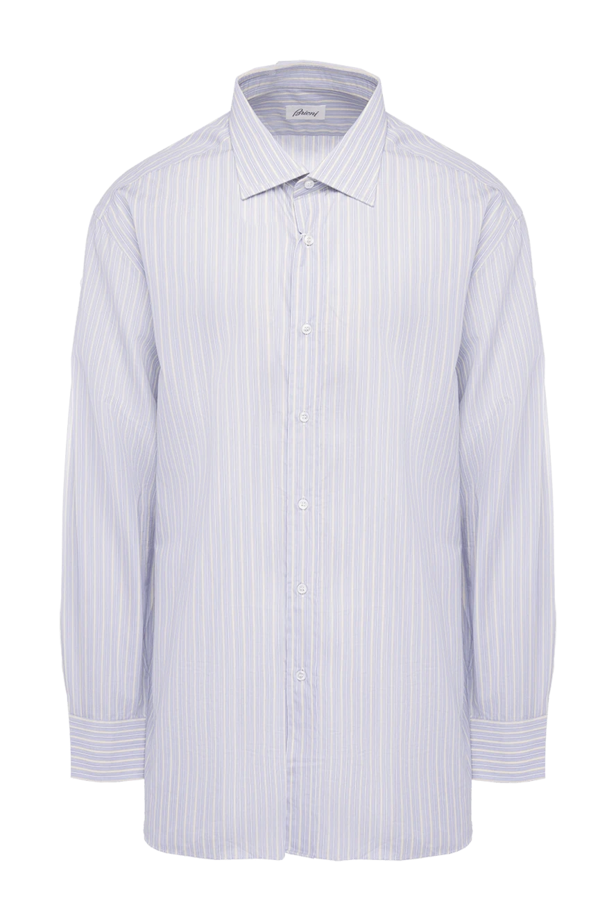 Brioni Blue cotton shirt for men - stripe pattern. 100% cotton. Closure: buttons. Country of manufacture: Italy. Care: specialized cleaning - photo 1