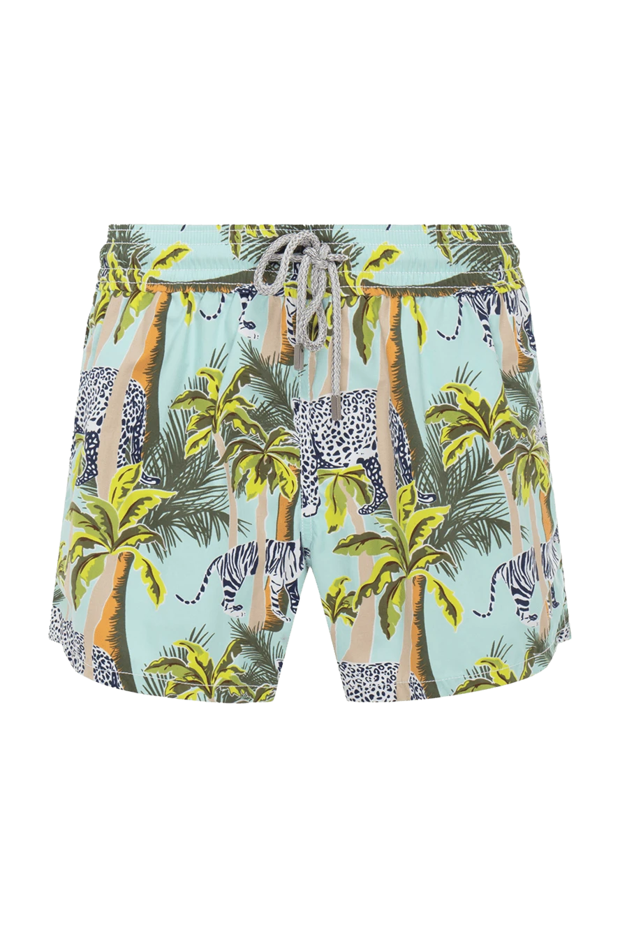 Vilebrequin Blue men's beach shorts made of cotton and polyamide - fantasy pattern. two side pockets, one back pocket. cotton, polyamide. Closure: drawstring. Country of manufacture: Italy. Care: specialized cleaning - photo 1