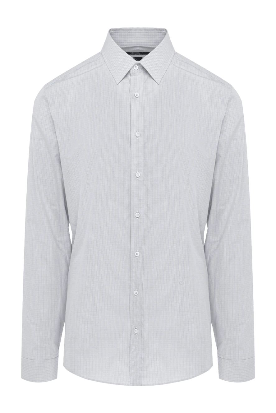 Gucci Blue cotton shirt for men - small check. 100% cotton. Closure: buttons. Country of manufacture: Italy. Care: specialized cleaning - photo 1