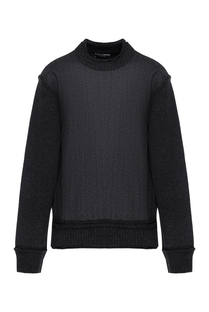 Dolce & Gabbana Джемпер мужской с высоким воротником стойкой из шерсти и акрила черный - Необработанные швы. Высокий ворот стойка. 95% шерсть, 5% акрил. Страна производитель: Италия. Уход: специализированная чистка - фото 1