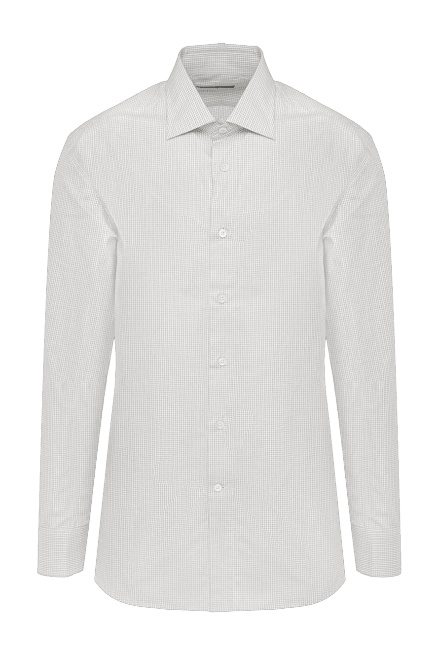 Canali Gray cotton shirt for men - check pattern. 100% cotton. Closure: buttons. Country of manufacture: Italy. Care: specialized cleaning - photo 1