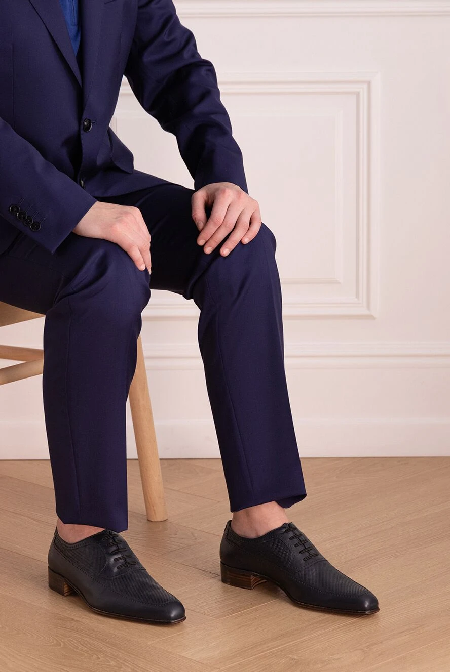 Artioli blue leather men display picture 1