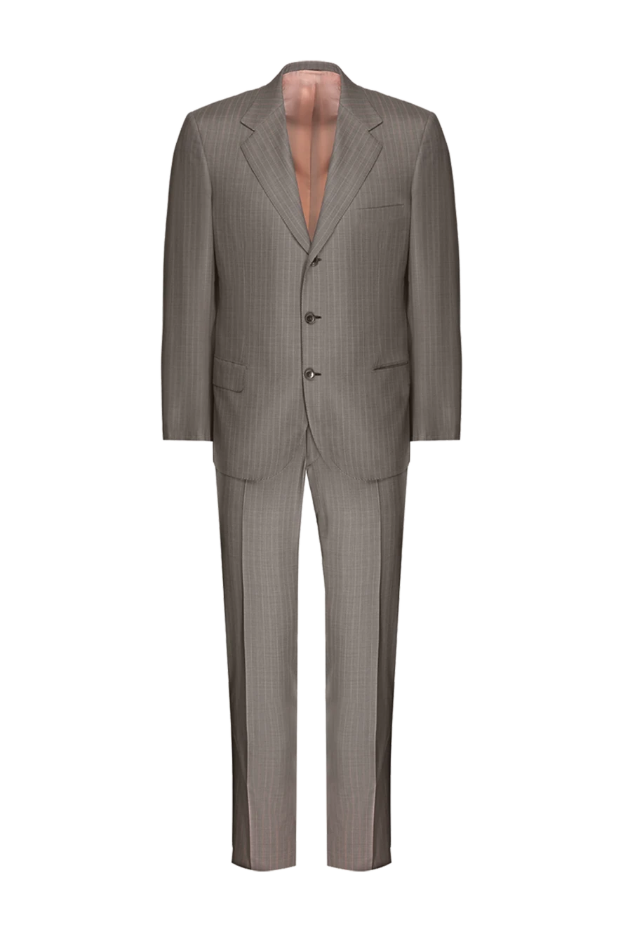 Brioni Костюм мужской из шерсти бежевый - Шлица. 100% шерсть. Пуговицы, крючок. Нагрудный карман, два кармана с клапанами. Карманы (внутренние): Три кармана. Два боковых кармана, два кармана сзади на пуговицах. 100% купро. Страна производитель: Италия. Уход: специализированная чистка - фото 1
