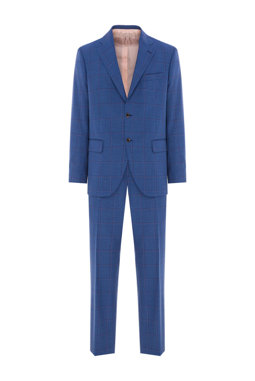 Brioni Класичний діловий костюм з гладкої вовни в тонкий Пінстрайп. - Шлиця. 100% вовна. гудзики, гачок. Нагрудна кишеня, дві кишені з клапанами. Три кишені. Дві бічні кишені, дві кишені ззаду на гудзиках. 100% купро. Країна виробник: Італія. Догляд: спеціалізоване чищення - фото 1