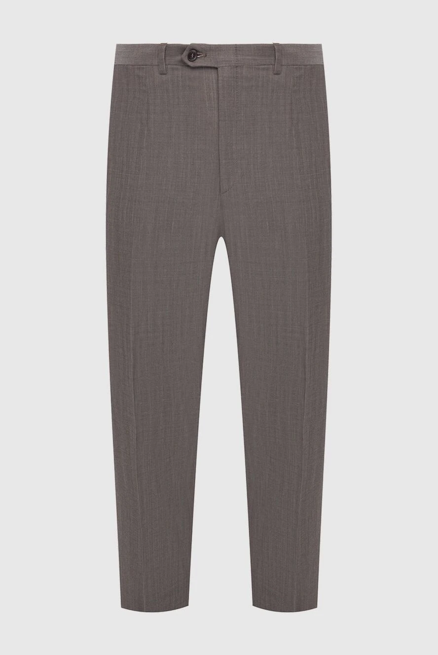 Brioni Brown pants for men - tucks. 85% wool, 10% cashmere, 5% silk. Closure: button, zipper. waist pocket, two side pockets, two back pockets with button flaps. Country of manufacture: Italy. Care: specialized cleaning - photo 1