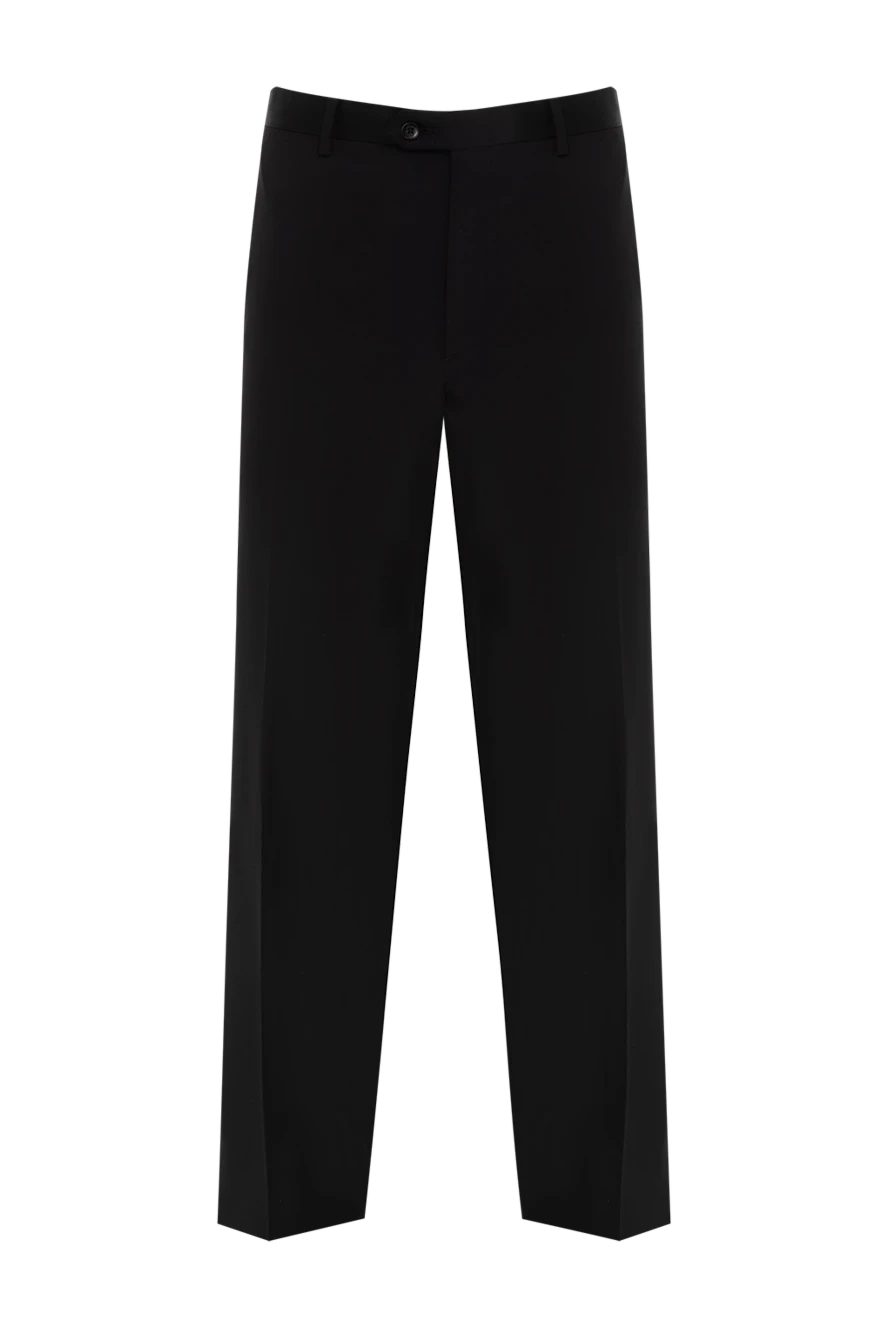 Brioni Штани чорні чоловічі - защипи. 85% вовна, 10% кашемір, 5% шовк. гудзик, блискавка. кишеня під поясом, дві бічні кишені, дві кишені ззаду з клапанами на гудзиках. Країна виробник: Италия. Догляд: спеціалізоване чищення - фото 1