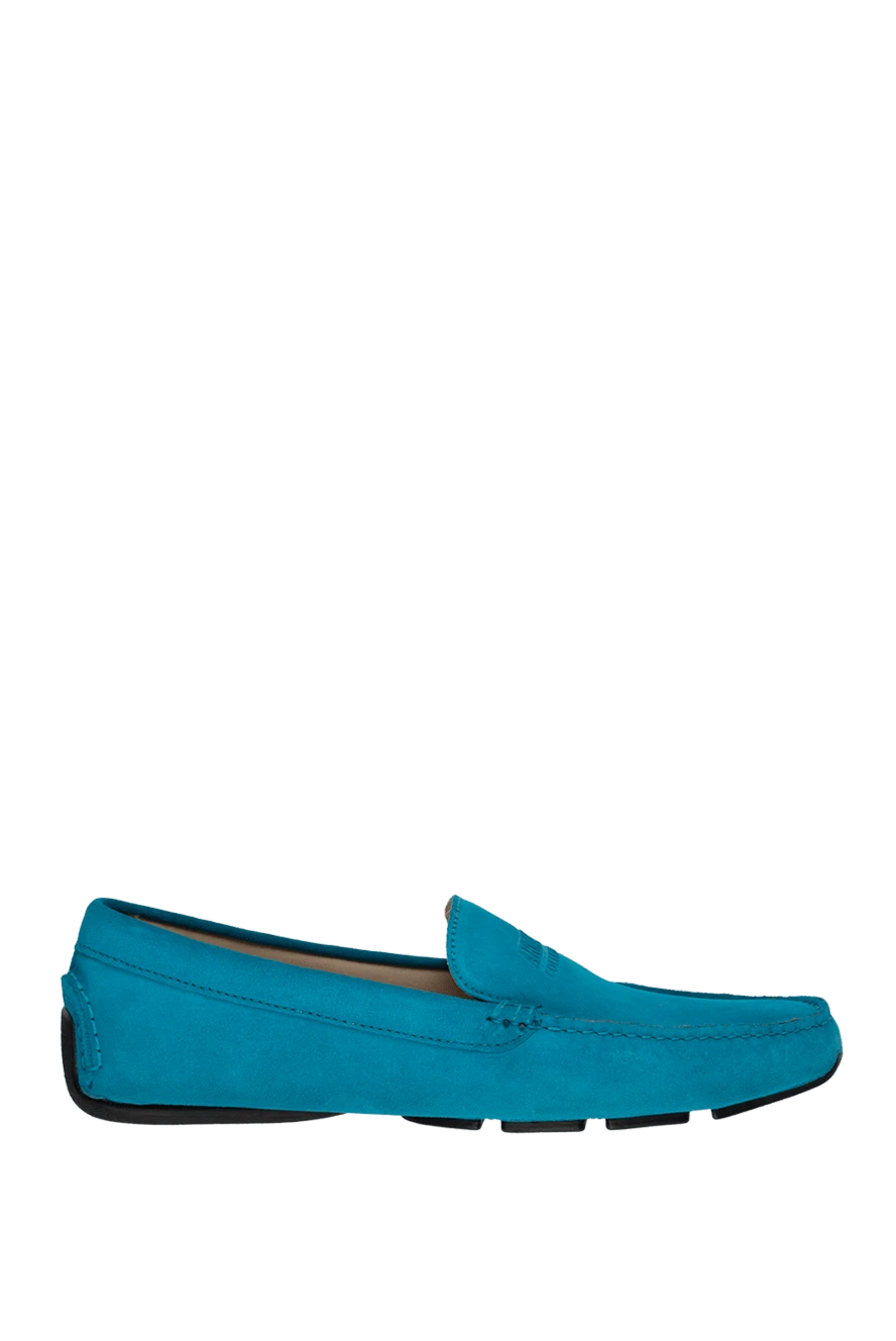 Armani Moccasins for men made of blue leather - Stitching, logo embossing. 100% leather. Interior: Leather. Insole: Leather. Outsole: Other materials. Country of manufacture: Italy. Care: specialized cleaning - photo 1