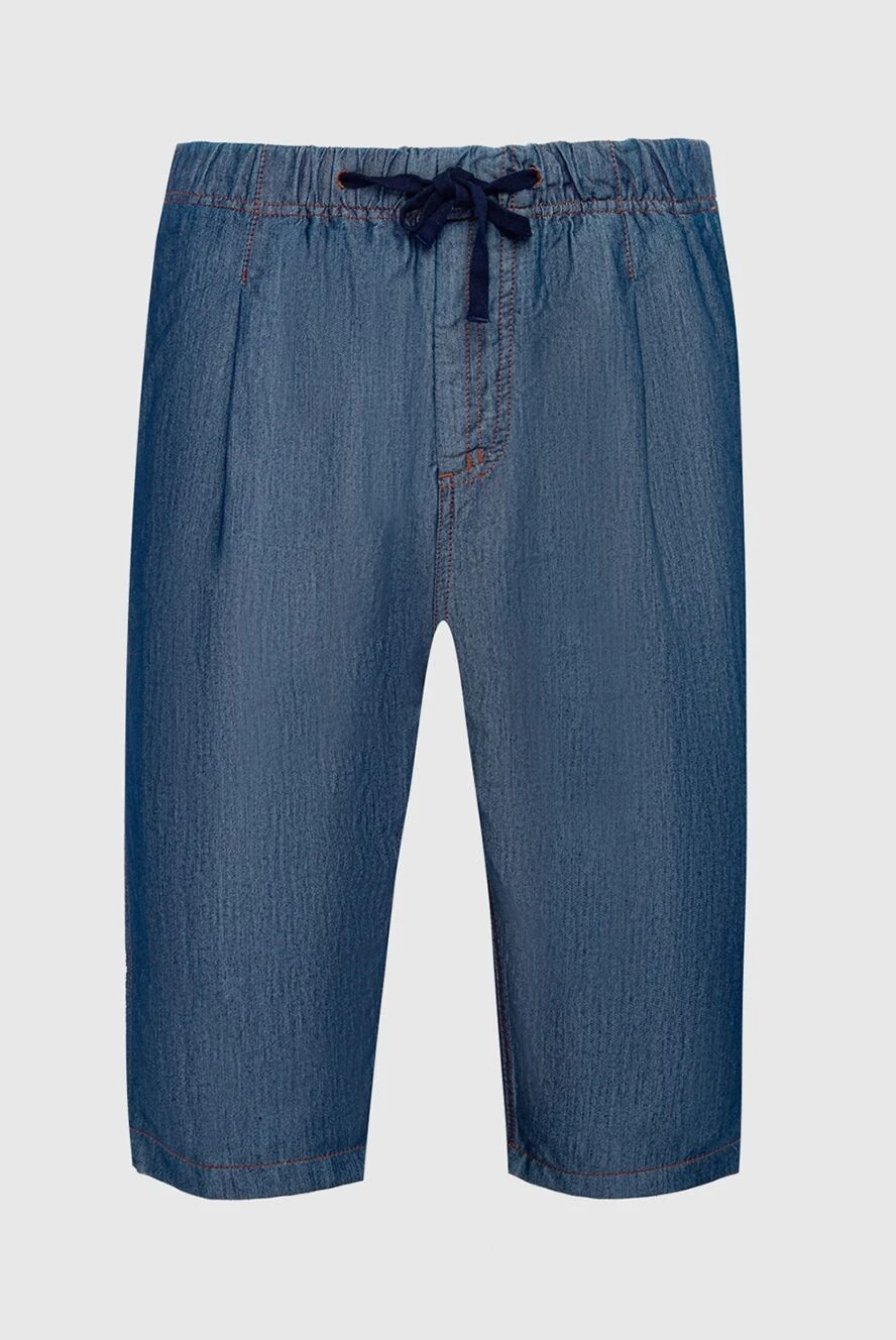 Dolce & Gabbana Blue silk and cotton shorts for men - 56% silk, 44% cotton. Closure: button, zipper, drawstring. Three side pockets, one back pocket. Country of manufacture: Italy. Care: specialized cleaning - photo 1