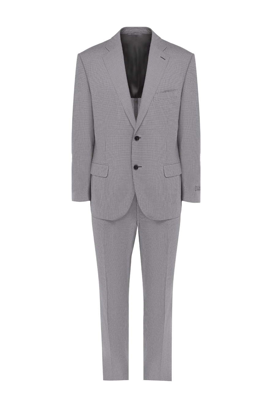 Canali Men's suit made of cotton and elastane gray - Slit. 98% cotton, 2% elastane. Closure: Buttons, hook. Chest pocket, two flap pockets. Three pockets. Two side pockets, two back pockets with buttons. Lining: 100% cupro. Country of manufacture: Italy. Care: specialized cleaning - photo 1