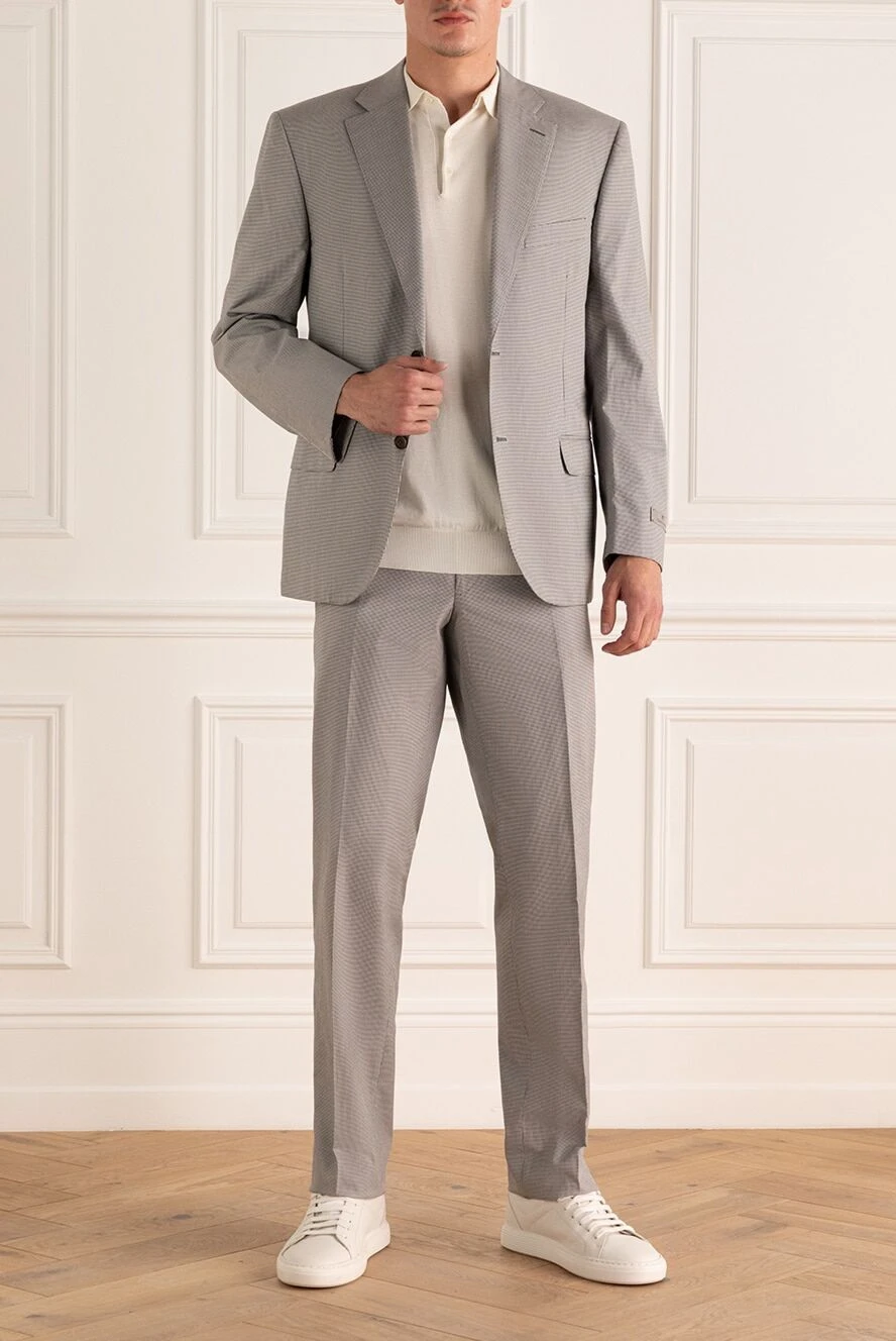 Canali men s suit made of cotton and elastane gray 996938 Men suits and jackets Domino Online Store Ukraine
