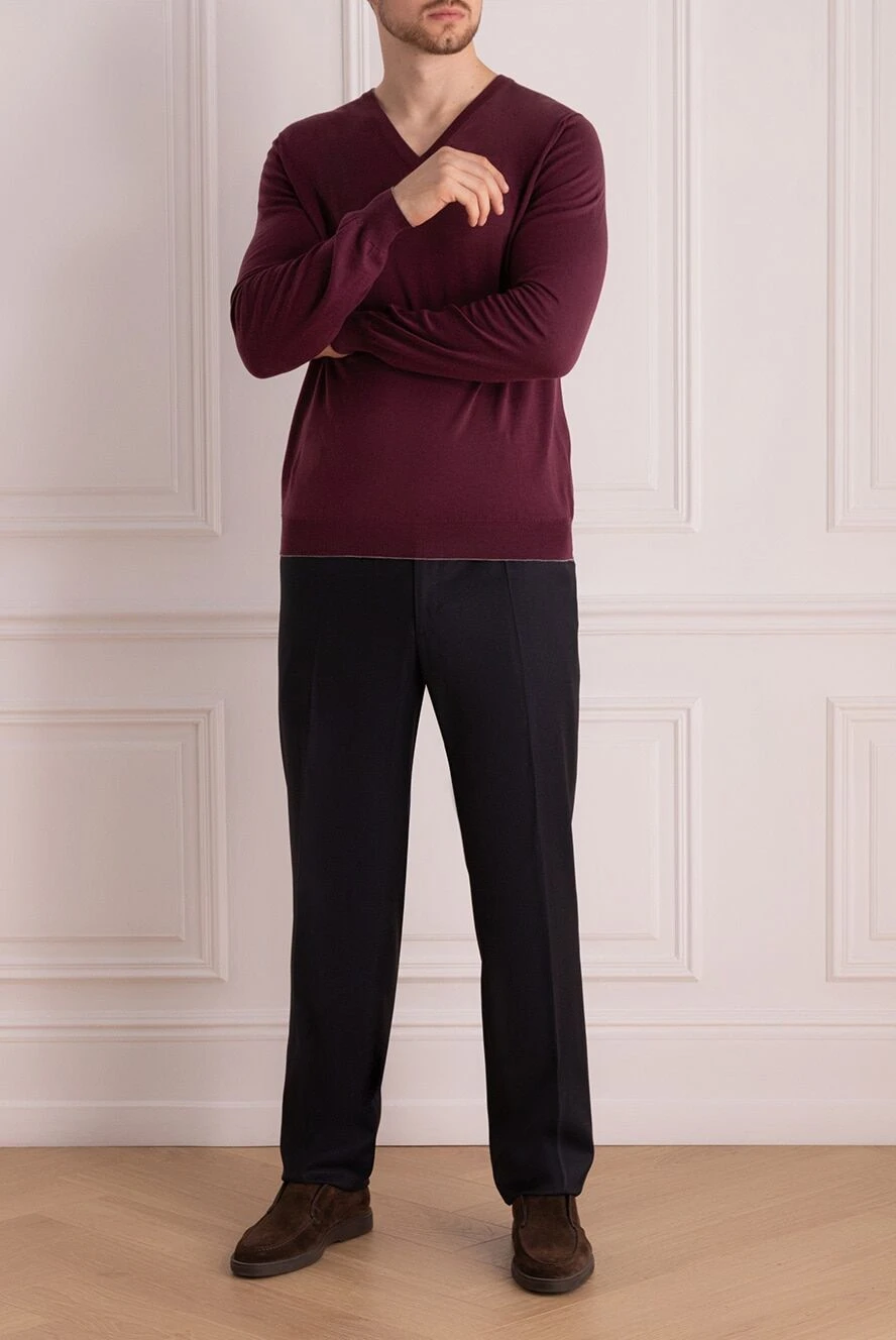 Wool jumper burgundy on sale