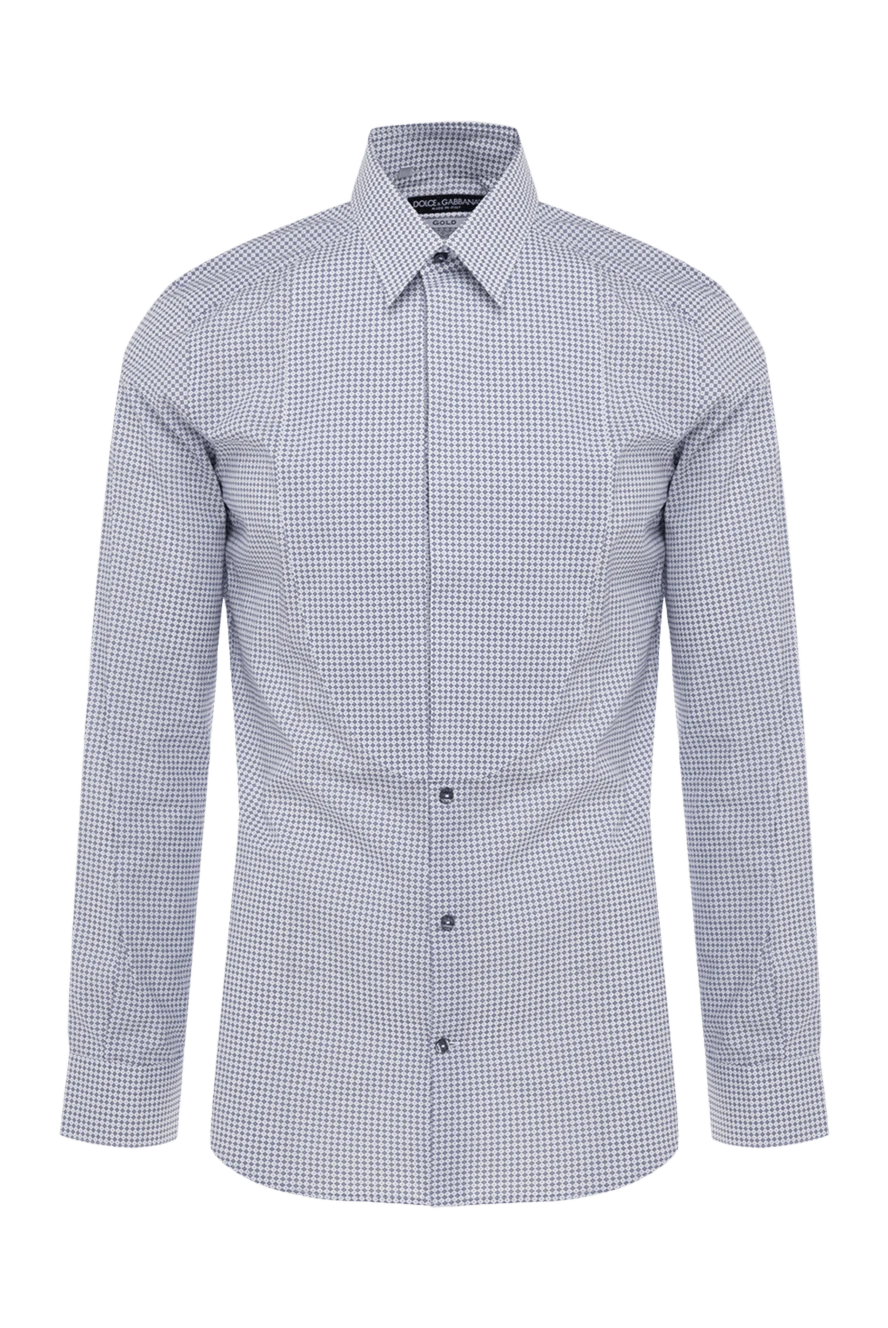 Dolce & Gabbana Рубашка мужская из хлопка голубая - фантазийный узор. 100% хлопок. пуговицы. нет. Страна производитель: Италия. Уход: специализированная чистка - фото 1