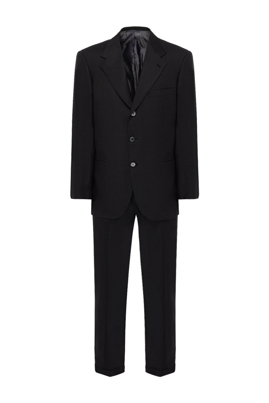 Brioni Men's suit made of wool, cashmere and silk black - Slit. 80% wool, 15% silk, 5% cashmere. Closure: Buttons, hook. Chest pocket, two flap pockets. Three pockets. Two side pockets, two back pockets with buttons. Lining: 100% cupro. Country of manufacture: Italy. Care: specialized cleaning - photo 1