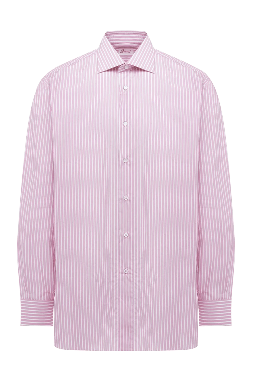 Brioni Рубашка из хлопка розовая мужская розовая - узор крупная и мелкая полоска. 100% хлопок. пуговицы. Страна производитель: Италия. Уход: специализированная чистка - фото 1