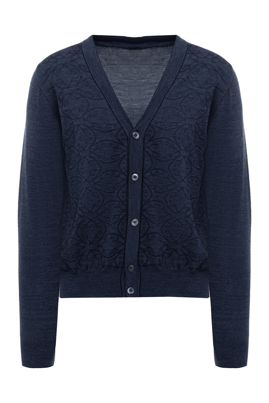 Brioni Кардиган мужской из шерсти синий - Фантазийный узор. 100% шерсть. Пуговицы. Страна производитель: Италия. Уход: специализированная чистка - фото 1