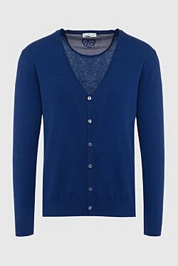 Cardigan for men made of wool and cashmere blue