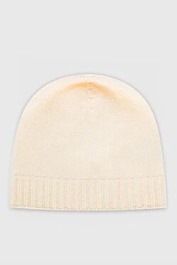 Fitted beige cashmere hat for women