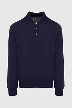 Wool long sleeve polo blue for men