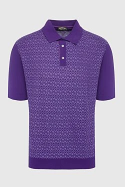 Cotton and silk polo shirt purple for men