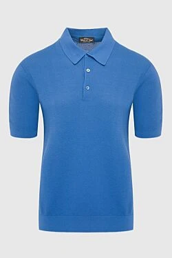 Blue cotton polo for men